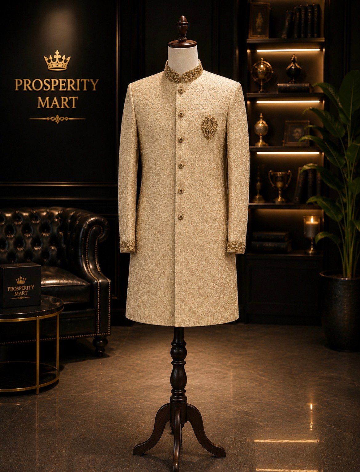 Ivory Regal Ceremony Sherwani thumbnail 2