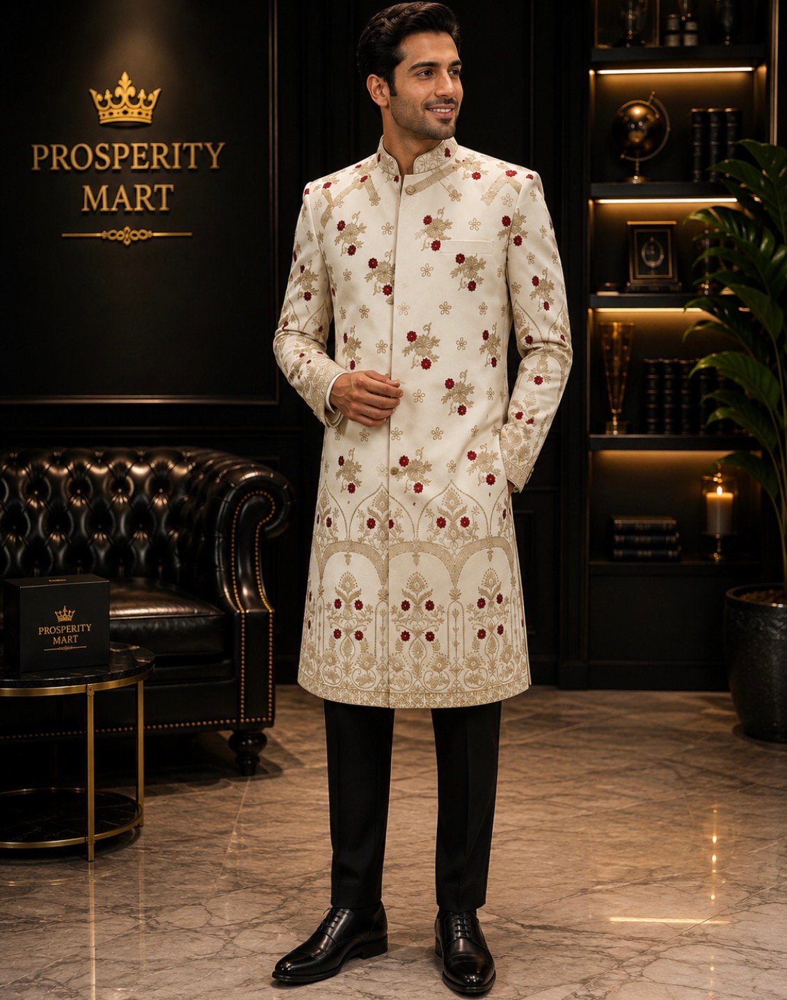 Ivory Blossom Occasion Sherwani main image
