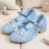 High Quality Custom Girls Dress Shoes Little Girl Crystal Model Catwalk Show Party